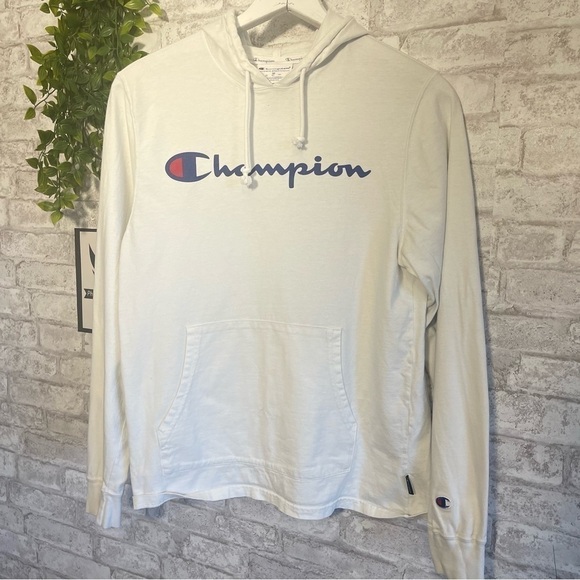 CHAMPION Long Sleeve Hooded Tee Shirt White size Medium‎ - Picture 1 of 5